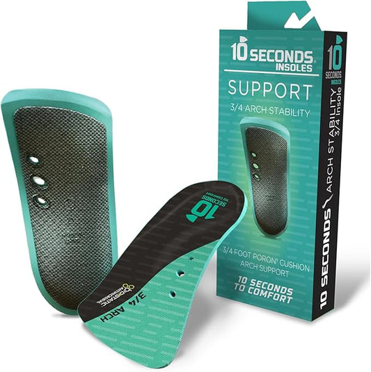 10 Seconds - 3720 Stability Insole: Firm Arch Support - High Arch Height - Firm Cushioning, High Shock Absorption, Trim to Fit, Shock Absorbing Memory Foam with Stability Plate.
