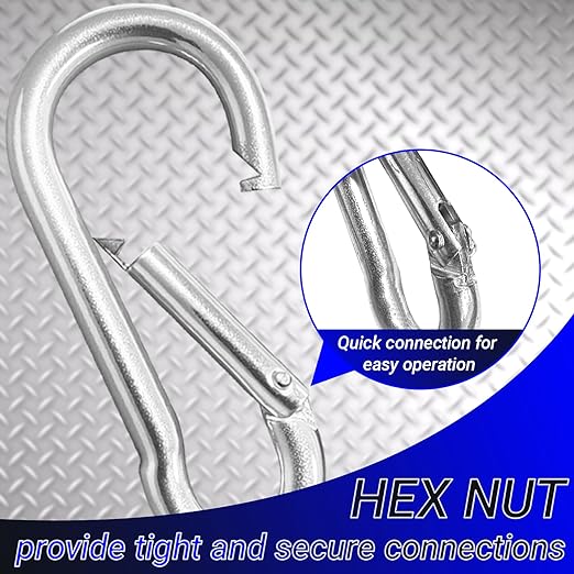 150 Pcs 2.36" M6 Spring Snap Hook Carabiners - Heavy Duty Galvanized Steel Keychain Clips for Hammock, Swing, Camping, Hiking & Outdoor Gear (Sliver)