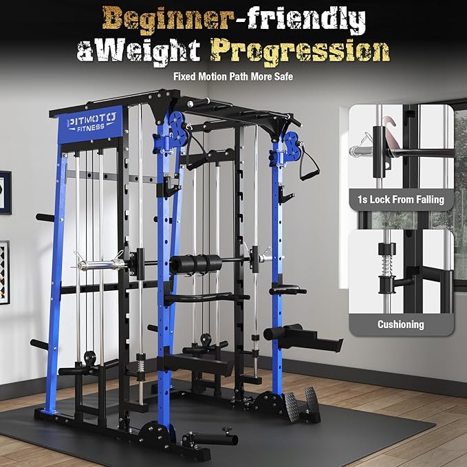 Smith Machine,2200 LBS Squat Rack for Home Gym with Dual Pulley System,Multifunctional Power Rack Cage for Strength Training with More Attachments