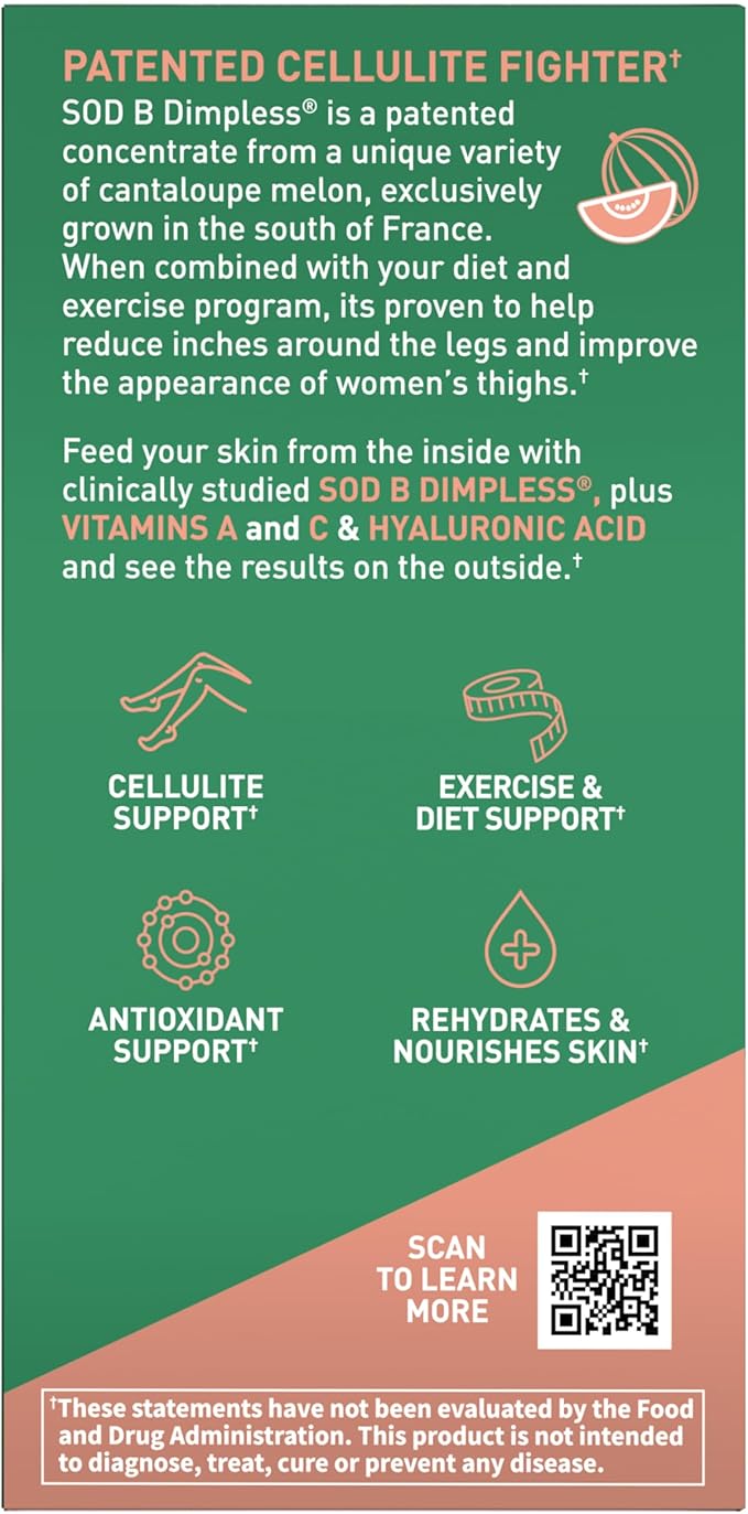 Garden of Life Skin Smooth Sustained Release Duo Caps, Best Skincare Supplement for Smooth, Radiant Skin with Hyaluronic Acid, Vitamins A & C, and SOD B Dimpless, Gluten-Free, 30 Plant-Based Capsules