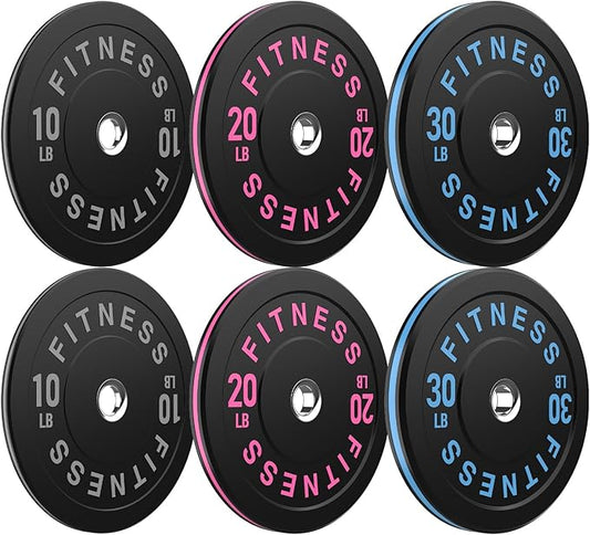 Bumper Plates 2 - Inch Olympic Weight Plate Set for Barbell, 10-55 lb Rubber Weights Sets for Home Gym, Strength Training Plate, Weight Lifting, Black