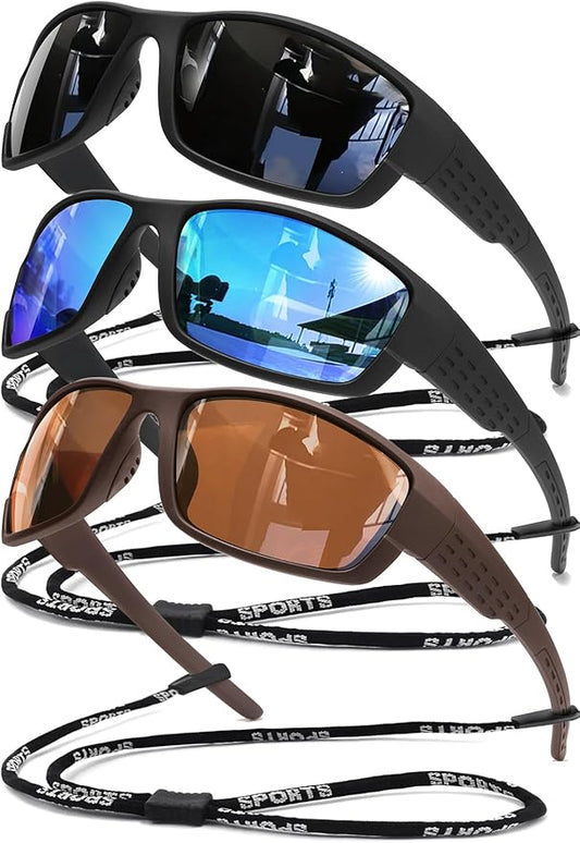 Polarized Sports Sunglasses Men UV400 Protection Lightweight Wrap Around Goggles for Cycling Fishing Driving Running