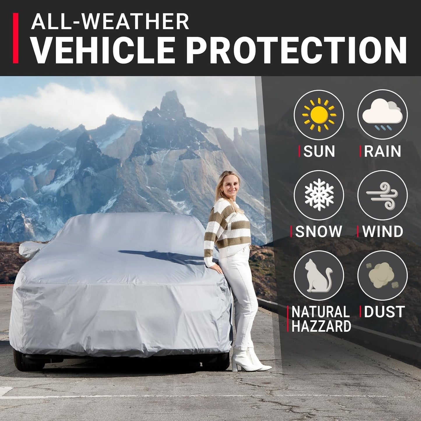 iCarCover Custom Car Cover for 1979-2004 Ford Mustang Waterproof All-Weather Rain Snow UV Sun Protector Full Exterior Weatherproof Indoor Outdoor Car Cover