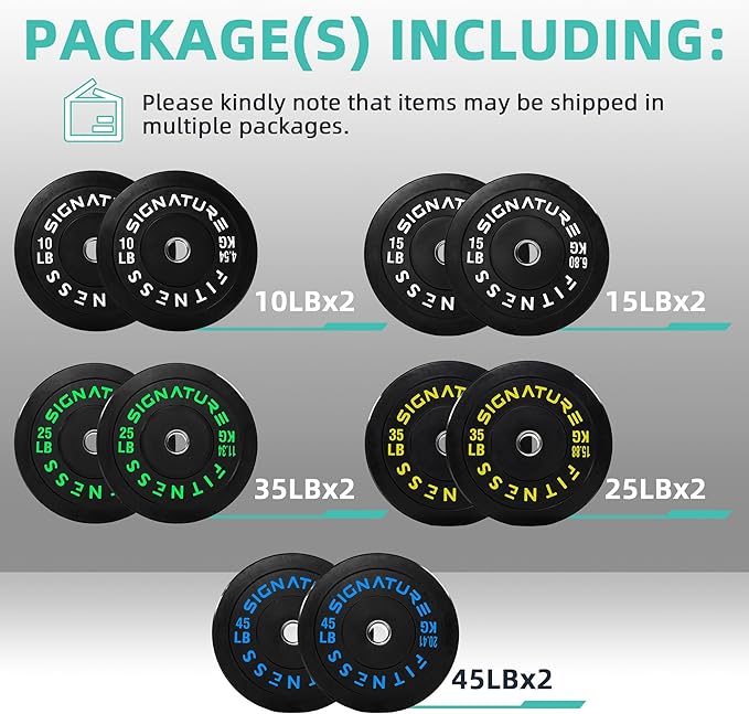 Olympic Bumper Plates Set, 2" Weight Plates for Strength Training & Weightlifting, Paris or Set or Set with Barbell, Multiple Options