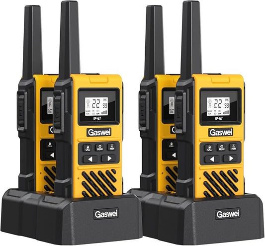 G1pro IP67 Waterproof Floating Walkie Talkies Long Range for Adults,Heavy Duty Two Way Radio with Double Watch,FM Radio,VOX,USB-C,SOS & NOAA Weather Alerts,Rechargeable Lithium Battery(4 Pack)