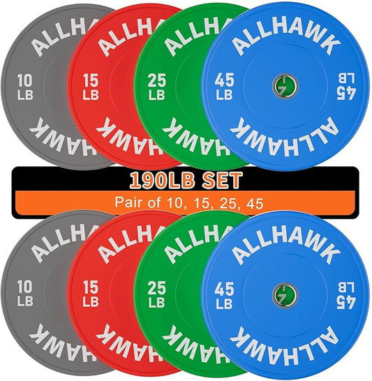 Colored Olympic Weight Plates, 2-inch Rubber Bumper Plate Set for Home Gym Barbell Weight Lifting and Strength Training