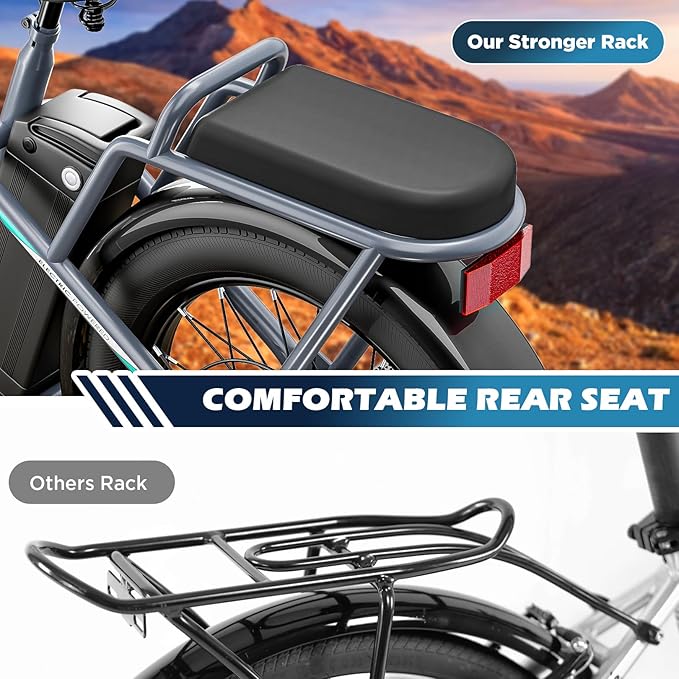 Caroma Electric Scooter with Seat, 48V Removable Battery E-Bike, Up to 30Miles&20MPH, 500/800/1200W Motor, 20" Fat Tire Adult Electric Bicycles for Commuting with Basket