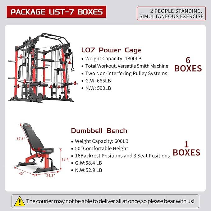 Smith Machine Power Rack Multifunctional Power Cage Deep Squat Rack Cable Crossover System Selectable More Training Attachment for Garage & Home Gym