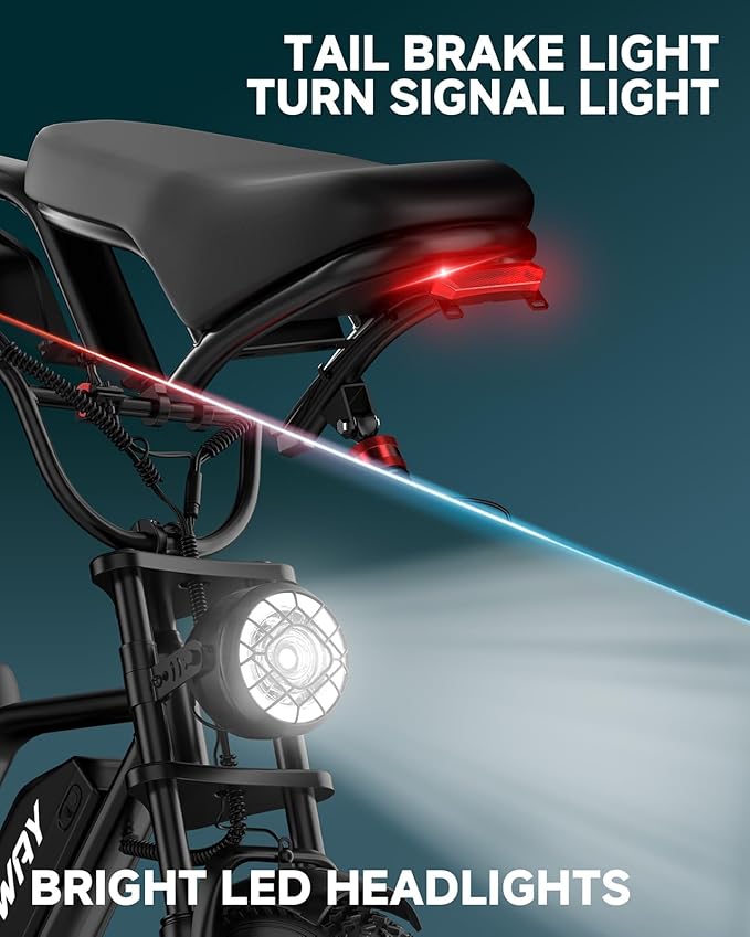 500W/750W Fat Tire Electric Dirt Bike for Adults, 48V 13.5AH/18AH Removable Battery 16"/20" Electric Motorcycle Ebikes with 31MPH Top Speed, 40-70 Miles Range, Full Suspension