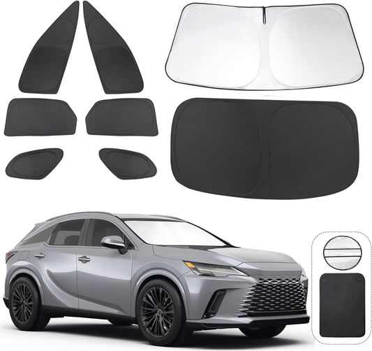 TINGLU Window Shades for Lexus RX 2023 2024 2025 Accessories Car Side Full Windows Rear Triangular Windshield Sun Shade Sun UV Rays & Privacy Protection for Camping,Napping,and Relaxing 8PCS