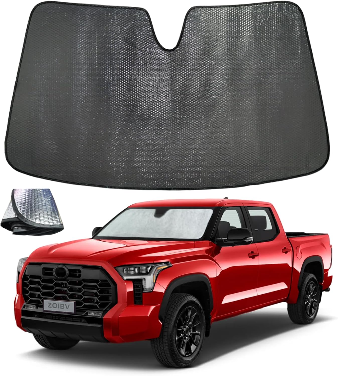 Windshield Sun Shade for Toyota Tundra 2022-2025 - 5-Layer Bubble Foldable Front Window Shade Sun Visor Accessories - Blocks Heat & UV Rays