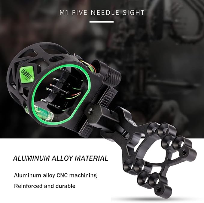 Archery Bow Sight Compound Bow Sight 5 Pin Bow Sights Micro Adjustable with Bow Sight Light Aluminum Alloy Sight for Right and Left Hand