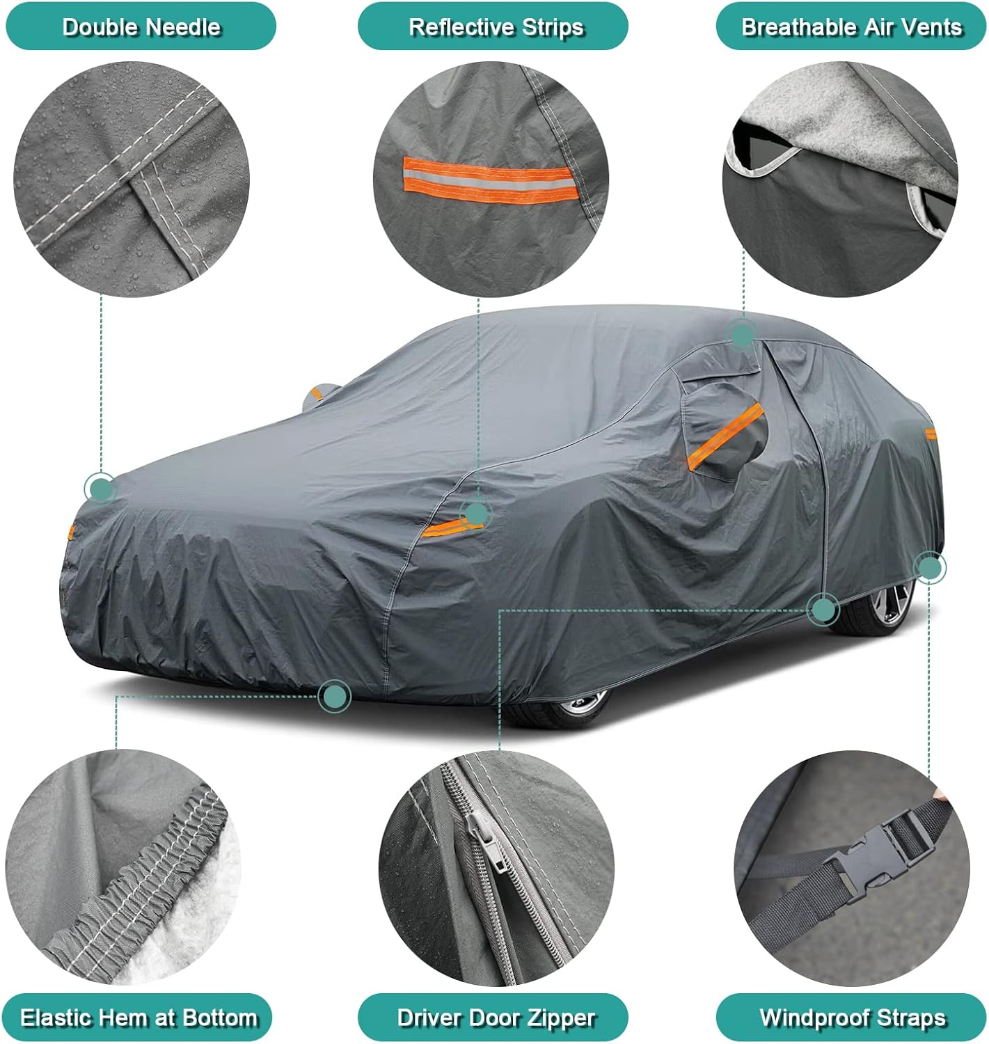 Premium Car Cover Custom Fit Subaru Outback (1994-2019), 16 Layers Heavy Duty Car Cover Waterproof All Weather with Zipper Door for Sun Rain Snow Dust Uv Protection