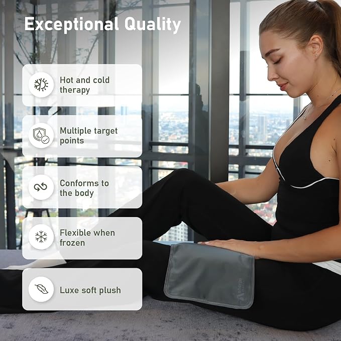 Medium Flexible Gel Ice Packs Reusable - Hot and Cold Soft Ice Packs for Injuries Reusable for Ankle, Arm, Foot, Leg, Back Pain Relief - 8" x 12" - Grey