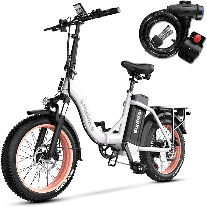 Foldable Electric Bike for Adults, Peak 1000W Brushless Motor 30MPH 70Miles City Commuter Ebike, 48V 20AH Lithium Battery, 20" Fat Tire 7-Speed E-Bicycle with Front Suspension Colourful LCD Display