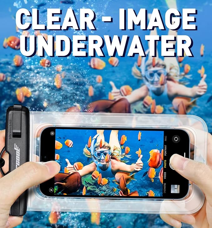 Hiearcool Waterproof Phone Pouch, Water Proof Phone Case for iPhone, Waterproof Cell Phone Dry Bag for Cruise Travel Vacation Essentials Large Waterproof Phone Holder 4 Pack-Black&Clear