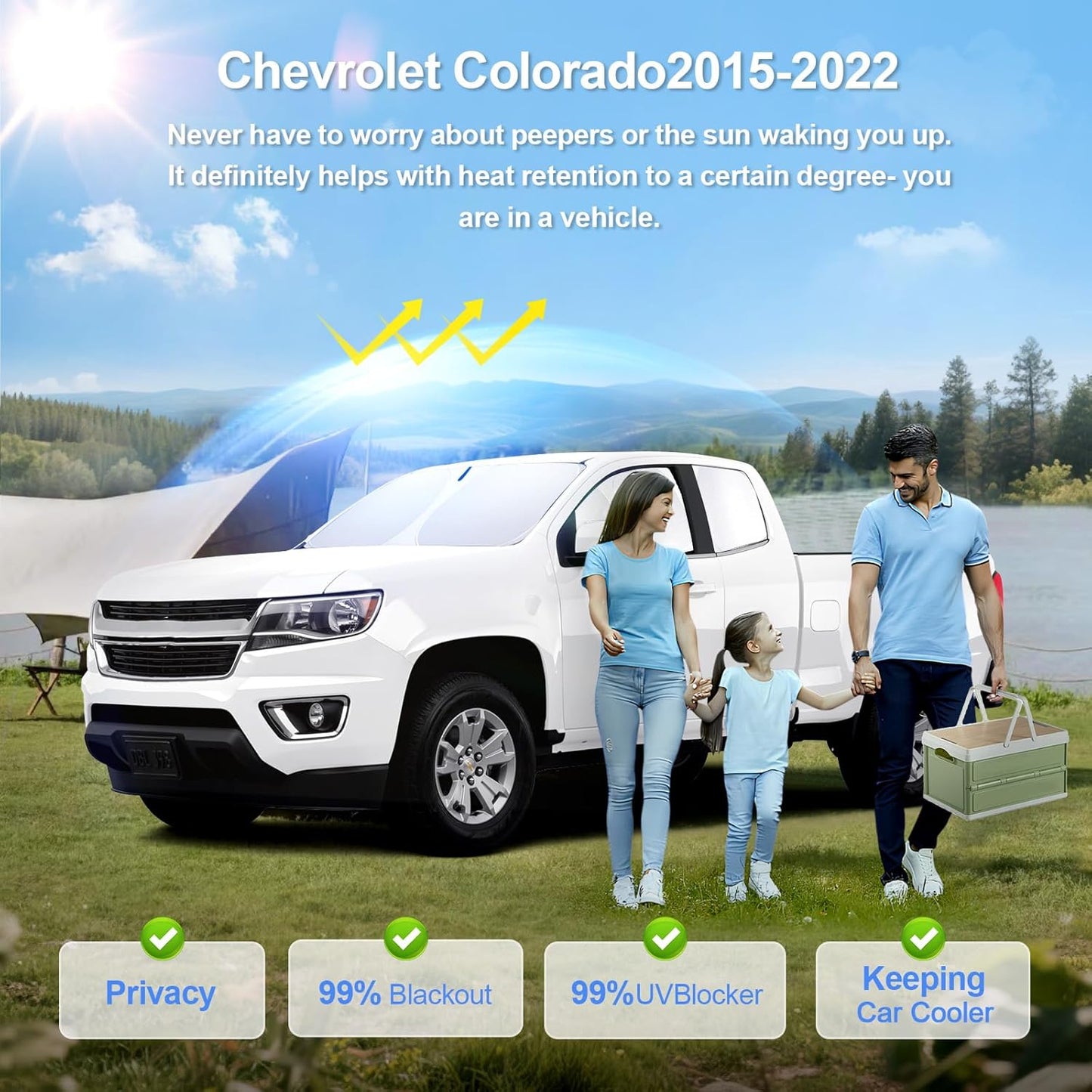 6pcs Car Window Shades for Chevrolet Colorado 2015-2022 Accessories,Windshield Side Rear Full Sunshade,Sun Visor UV Blocking, Privacy Protection and Blackout for Camping Outdoor