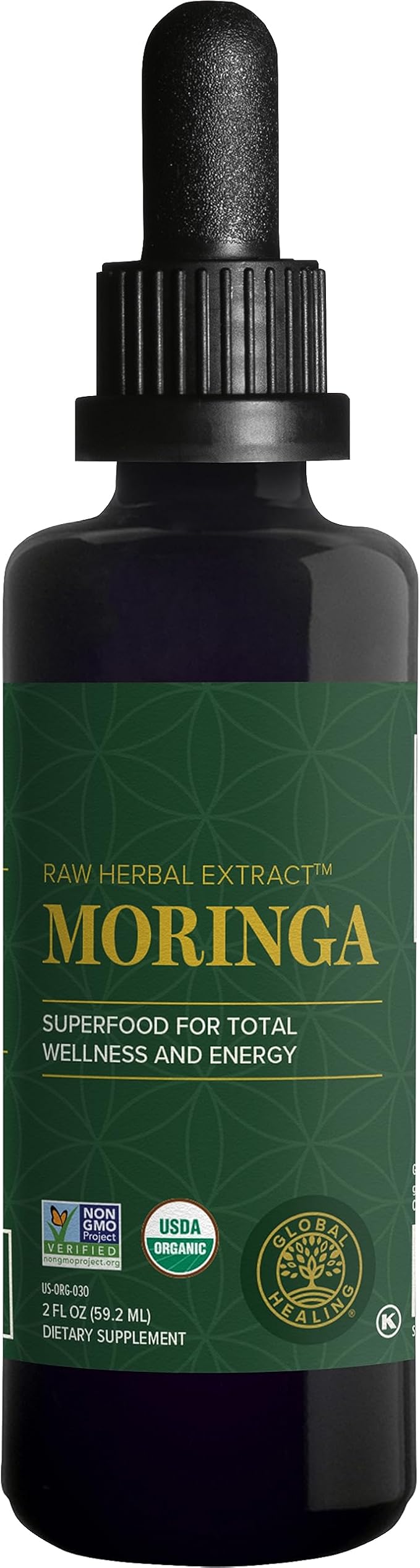 Global Healing Center - Organic Moringa Oleifera Extract Liquid Drops, Moringa Supplement-Vegan from Tree Leaves-Max Absorption of Vitamins and Minerals- More Potency Than Powder Form (2 Fl Oz)