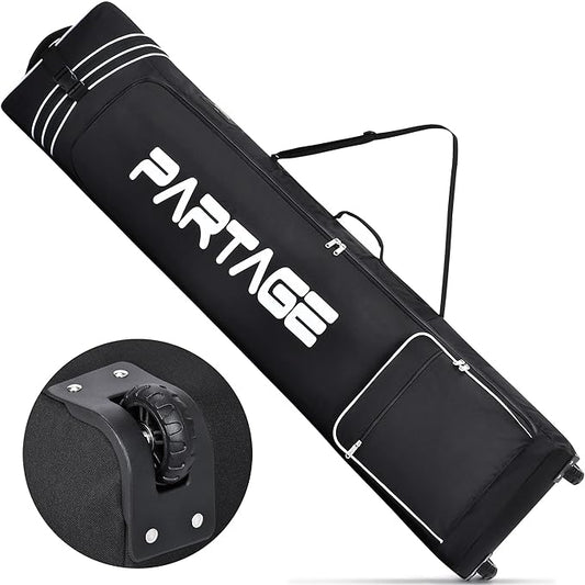 Partage Snowboard Bag with Wheels, Snowboard Bag for Air Travel, Adjustable Length Up to 170 cm, 600D Water Resistant Oxford -Black