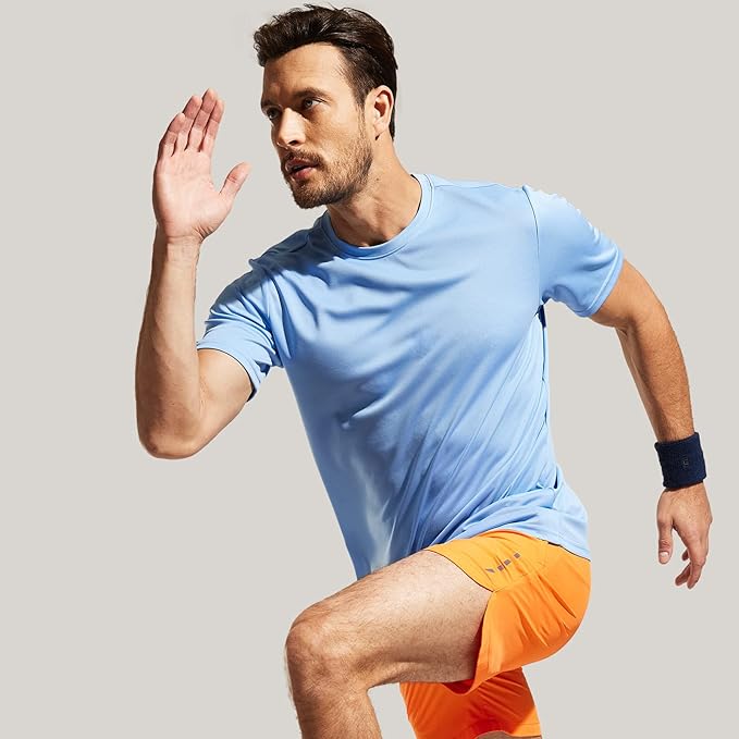 MIER Men's Quick Dry Workout Shirts Moisture Wicking Running Athletic Performance T-Shirts Recycled Polyester Top Tee