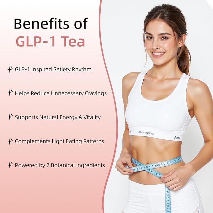 GLP-1 Herbal Tea，7 Precious Ingredients Formula to Complement Balanced Eating Habits, Yerba Mate, Cinnamon, Gardenia & More, No Sugar or Artificial Additives–30 Tea Bags (1 Pack)