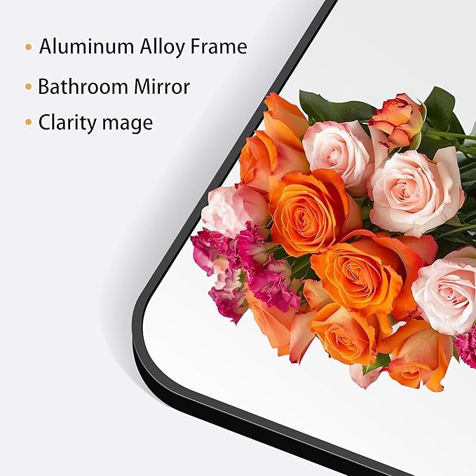 30" x 36"Bathroom Mirror, Matte Black Wall Mirror with Metal Frame, Decorative Rectangular Vanity Mirror for Bedroom Bathroom Living Room Entryway (Horizontal/Vertical)