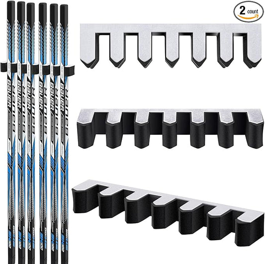 Yousoontic Hockey Stick Holder Wall Mount, 1-6 Stick Capacity, Ice and Field Hockey Organizer (Decor & Storage 2-in-1) for Home Garage Room Office Sports Decoration