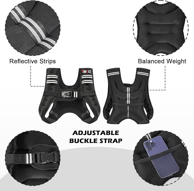 Weighted Vest Woman, 6/8/12/16/20/25/30LB Weight Vest for Women Men, Walking Jogging Workout, Running Vest with Reflective Stripe for Fitness Weight Loss Strength Training