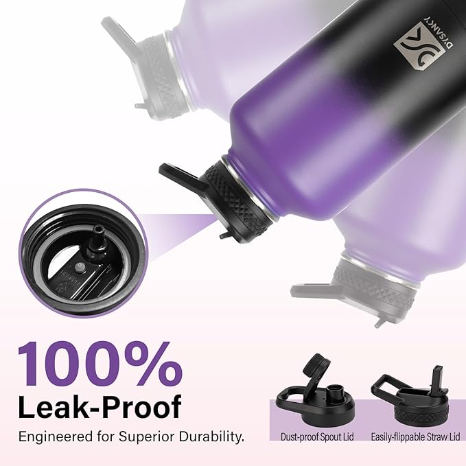 Insulated Water Bottle | Thickened Stainless Steel Vacuum Metal | Portable Sports Half Gallon Large Water Jug for Gym and Hiking with Straw, Carrier Bag, Handle Strap | BPA-Free 64 oz