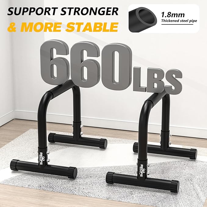 RELIFE REBUILD YOUR LIFE Dip Station Functional Heavy Duty Dip Stands Fitness Workout Dip bar Station Stabilizer Parallette Push Up Stand
