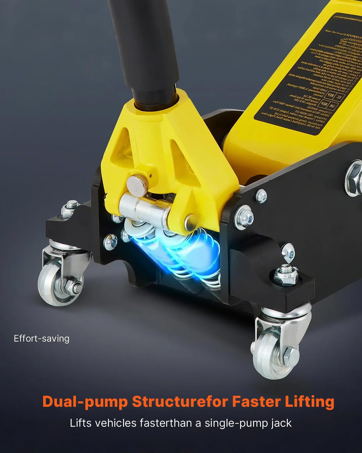 VEVOR Low Profile Floor Jack 1.5 Ton (3300 LBS), Aluminum and Steel Race Ground Elevator with Dual Pistons Quick Lift Pump Auto Repair Car Maintenance, Lifting Range 3-3/20"-14-10/27"