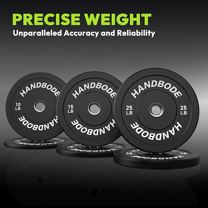 Colored Bumper Weight Plates Olympic Weight Plate Set 2-Inch, 10/15/20/25/35/45/55 lb Barbell Weight Plates Set for Home Gym, Rubber Strength Training Weights Plates for Weight Lifting