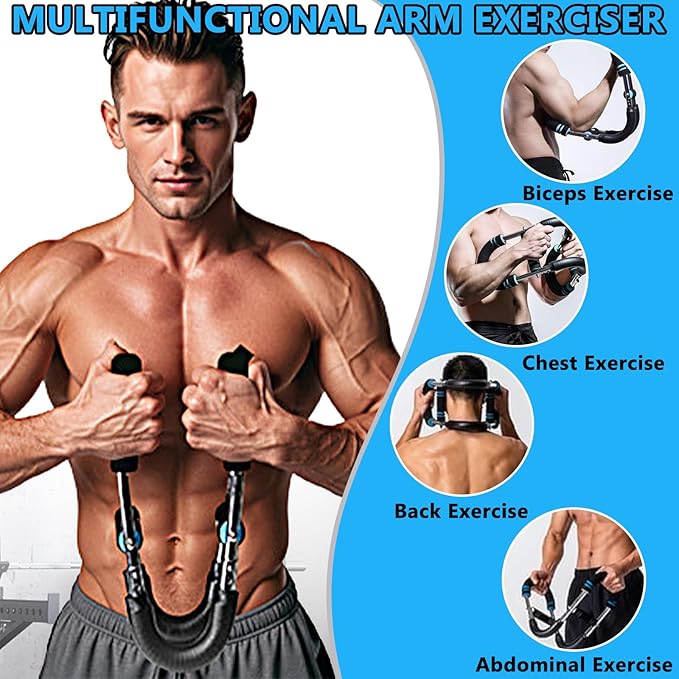 Twister Arm Exerciser, 66-110lb Adjustable Bar, Twister Arm Trainer Chest Shoulder Arm Workout Equipment, Portable Detachable Upper Body Fitness Machine for Home & Gym