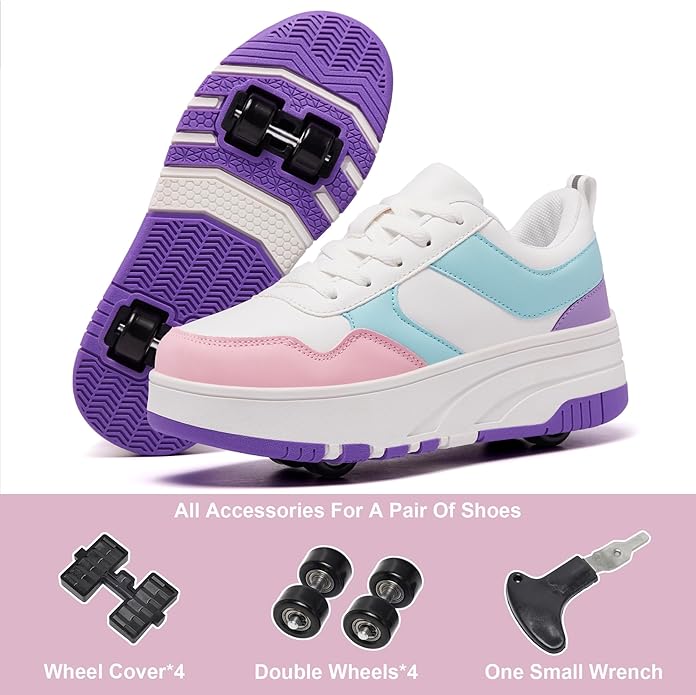 Roller Skate Shoes for Kids Girls Boys Detachable Wheeled Fashion Sneakers