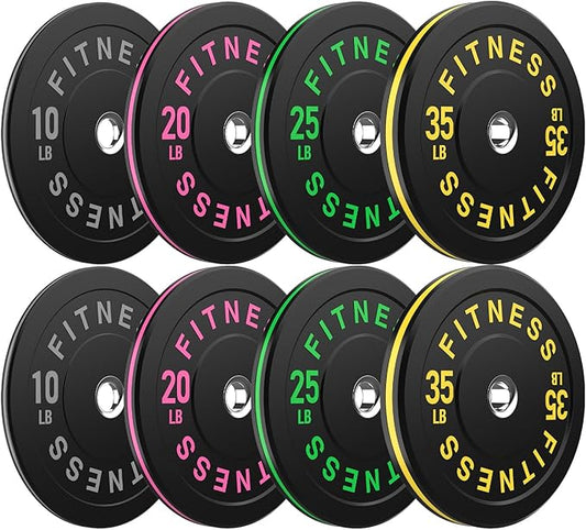 Bumper Plates 2 - Inch Olympic Weight Plate Set for Barbell, 10-55 lb Rubber Weights Sets for Home Gym, Strength Training Plate, Weight Lifting, Black