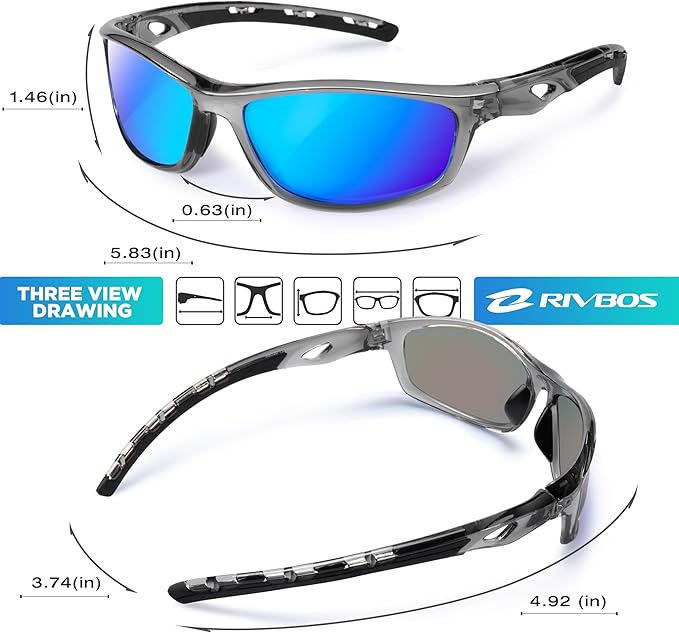 RIVBOS Sunglasses for Men Women Polarized UV Protection Sports Fishing Driving Shades Cycling RB833