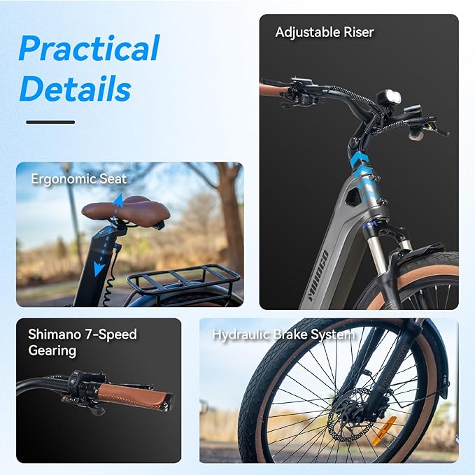 Carbon Fiber Electric Bike for Adults, Peak 1000W Motor 25MPH Ebike with 48V 19.2AH Removable Dual Batteries, 128 Miles Range, 26'' Big Tires, 7-Speed, Electric Bicycle for Men/Women