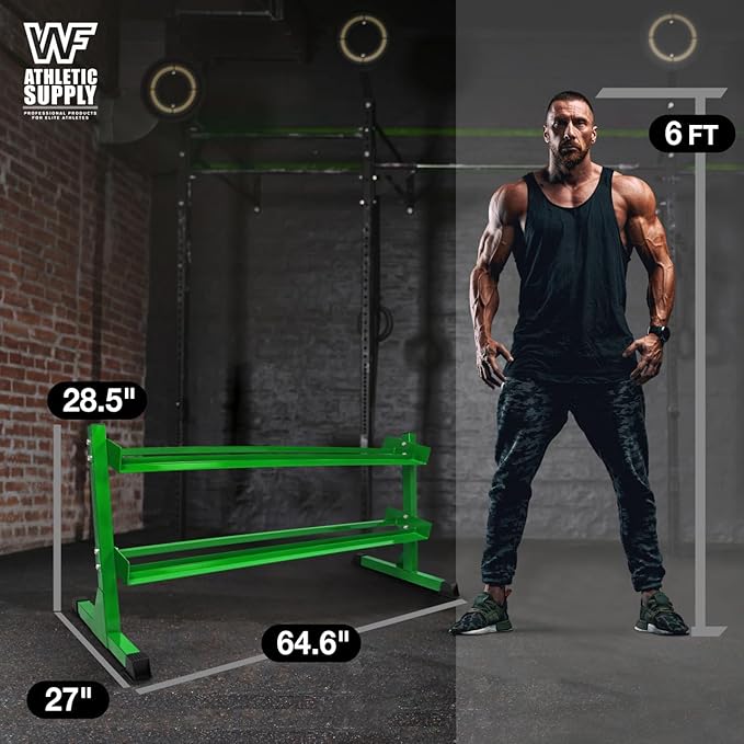 WF Athletic Supply Heavy-Duty Dumbbell Rack Stand, Weight Rack for Home Gym, Weight Holder, Available Sizes for Storage 5-50LB or 5-75LB Dumbbell Pairs, Black/Red/Green/Blue, RACK ONLY