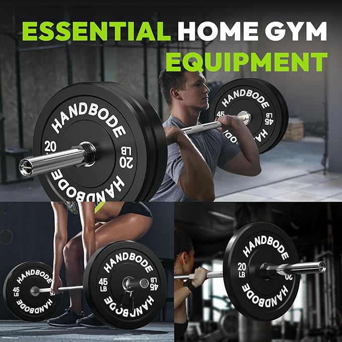 Colored Bumper Weight Plates Olympic Weight Plate Set 2-Inch, 10/15/20/25/35/45/55 lb Barbell Weight Plates Set for Home Gym, Rubber Strength Training Weights Plates for Weight Lifting