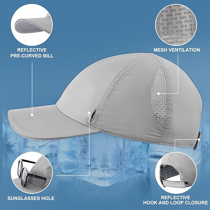 Connectyle Mens Womens Quick Dry Performance Running Cap Lightweight Reflective Sports Hat UPF 50+ Outdoor Athletic Sun Cap