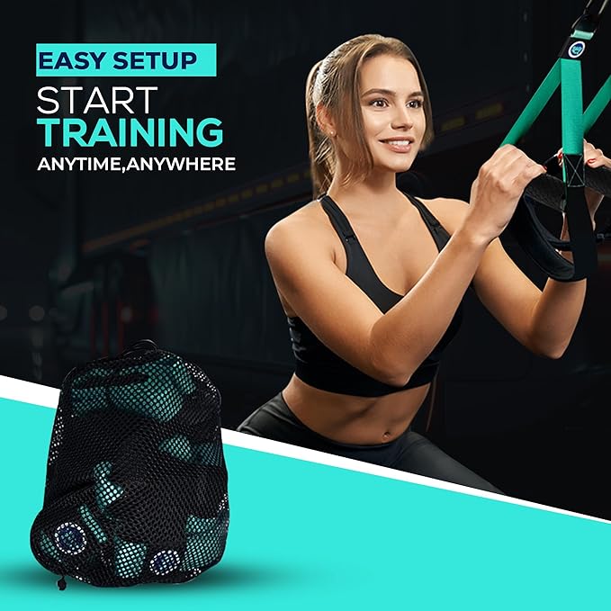 All In One Suspension Trainer Kit, Full Body Workout at Home, Exercise Straps That Will Help You Build Muscle, Burn Fat and Improve Mobility