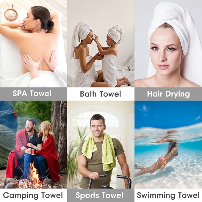 JML Microfiber Towels, Bath Towel Set - Extra Large, Soft, Absorbent, Fast Drying for Adult, Hair, Swimming, Fitness, Sport, Yoga, 4 Pack, 27" x 55", White