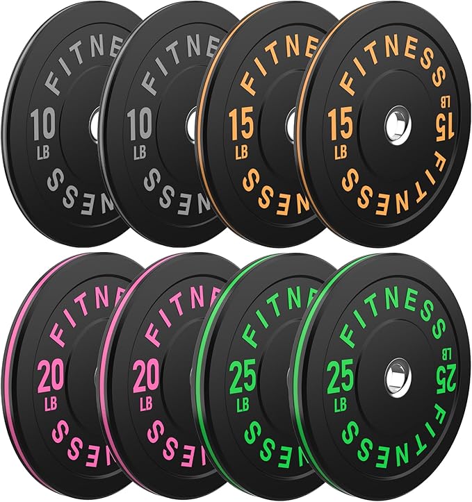 2 Inch Bumper Plates，10-500lbs，Barbell Rubber Olympic Weight Plates Set for Home Gym, Strength Training & Weight Lifting, Multiple Options Colors