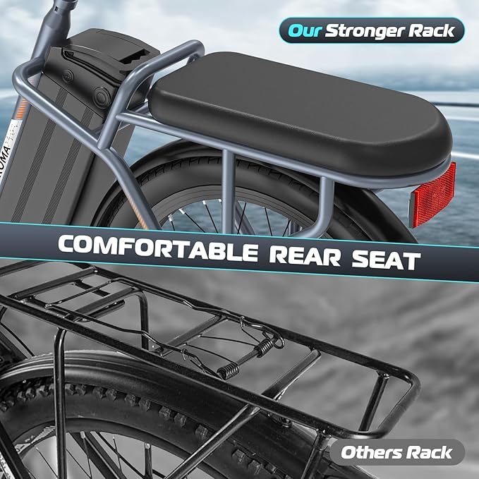 Caroma Electric Scooter with Seat, 48V Removable Battery E-Bike, Up to 30Miles&20MPH, 500/800/1200W Motor, 20" Fat Tire Adult Electric Bicycles for Commuting with Basket