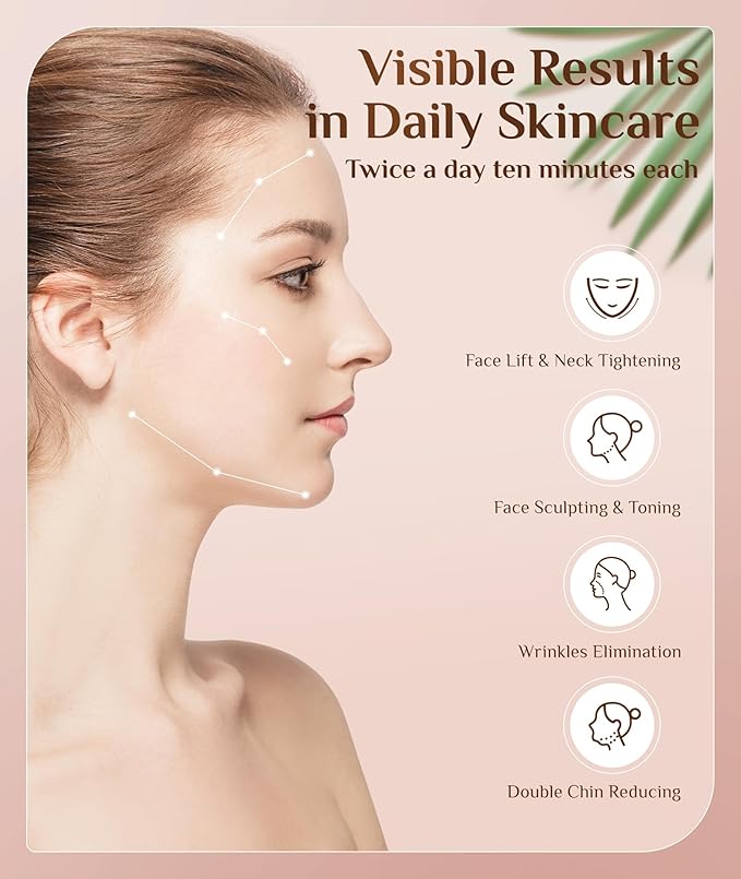 7 Color Galvanic Machines - Red Light Therapy for Face and Neck, Face Massager Tool for Wrinkles, Double Chin, Vibrating Facial Massager with Thermals, Black