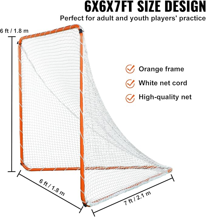 VEVOR Portable Lacrosse Goal - Complete Training Accessory Set with Extended Coverage for Youth and Adults