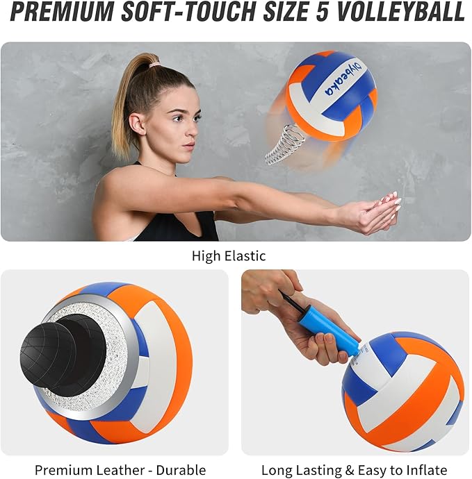 Portable Outdoor Volleyball Net Set System for Backyard Beach with Heavy Duty Poles, Durable Net, PU Volleyball & Pump, Carry Bag