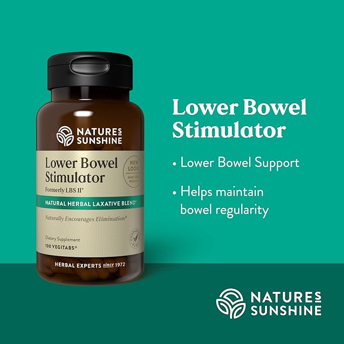 Nature's Sunshine Lower Bowel Stimulator - Helps Relieve Constipation - Cleanse & Detox Your Colon with Natural Herbal Ingredients - 25 Servings - 100 Vegitabs