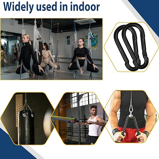 100Pcs 3" Heavy Duty Spring Snap Hook Carabiners, M8 5/16" Galvanized Steel Black Carabiner Clip, Quick Link Keychain for Hammock Swing Set Outdoor Travel Camping Fishing Hiking