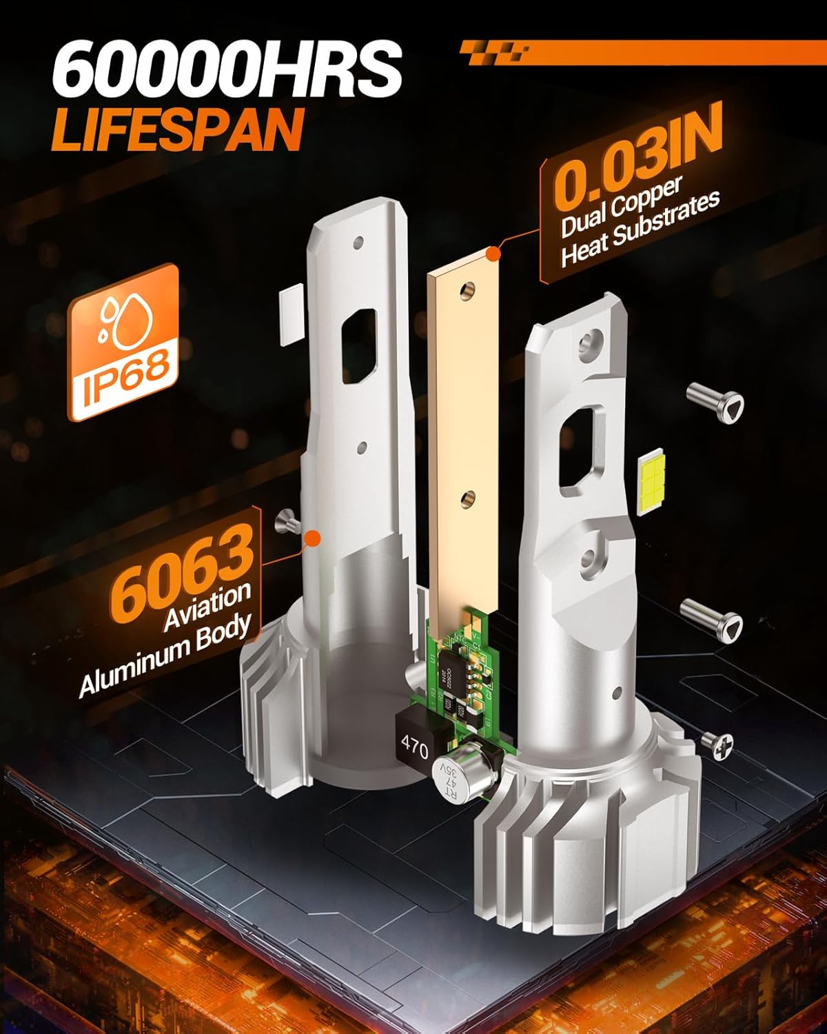 SEALIGHT 5202 LED Fog Light Bulbs or DRL, 18000LM 800% Brightness 5202 5201 PS19W PS24W Fog Lights LED Bulb for Car, 6500K Cool White 984 FT Strong Penetration, 60000 Hours Lifespan, Pack of 2